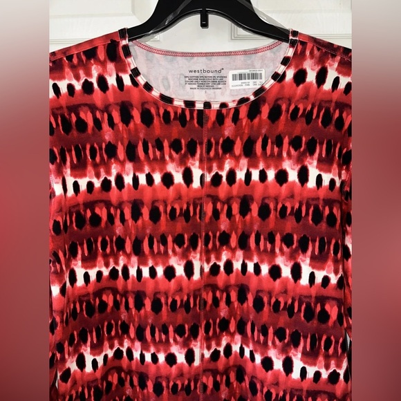 Westbound Women's Large Long Sleeve Crew Neck Pullover Top Geo Red Multi NEW #1 - Picture 3 of 6